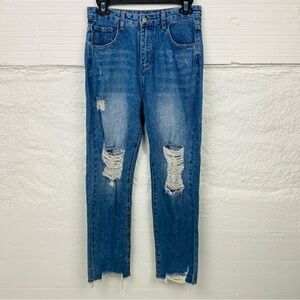 NWOT JEANS high rise straight denim distressed jeans size medium